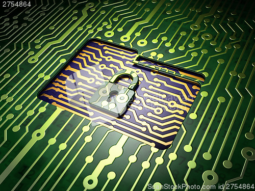 Image of Business concept: Folder With Lock on circuit board background