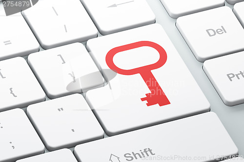 Image of Privacy concept: Key on computer keyboard background