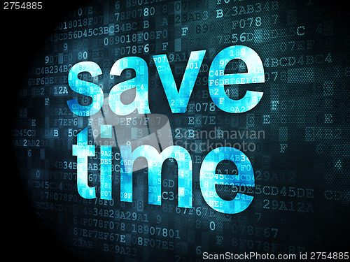 Image of Timeline concept: Save Time on digital background