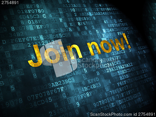 Image of Social network concept: Join now! on digital background