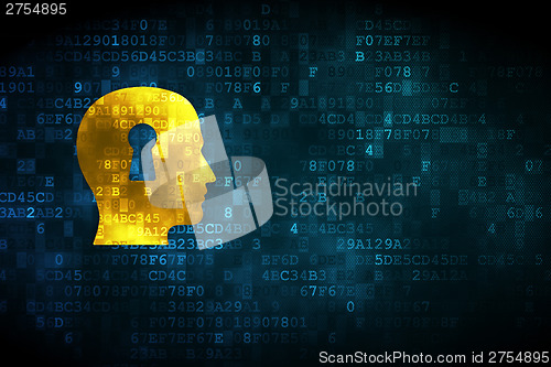 Image of Finance concept: Head With Keyhole on digital background