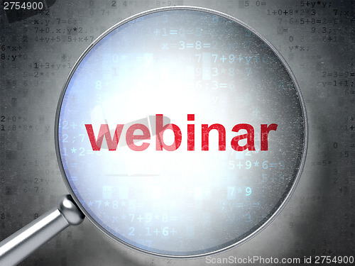 Image of Education concept: Webinar with optical glass