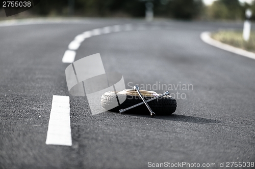 Image of Emergency tyre on the road