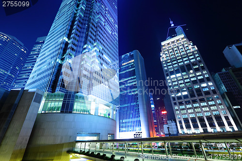 Image of Commercial district in Hong Kong at night