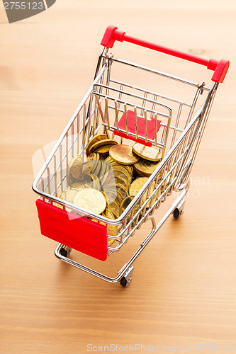 Image of Golden coin in trolley