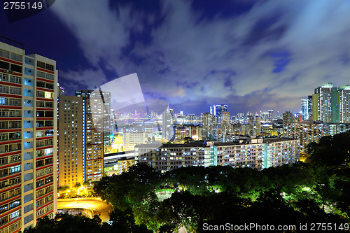 Image of Hong Kong residential district at night