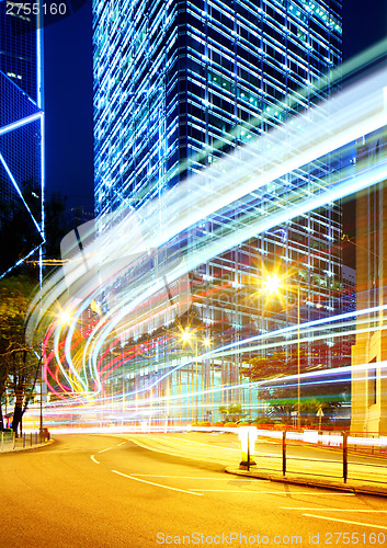 Image of Busy traffic in Hong Kong at night