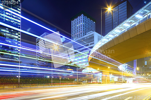 Image of Fast moving car light in Hong Kong