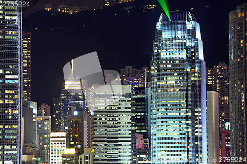 Image of Commercial district in Hong Kong at night