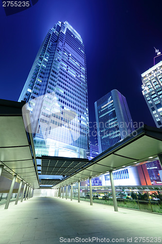 Image of Commercial district in Hong Kong at night