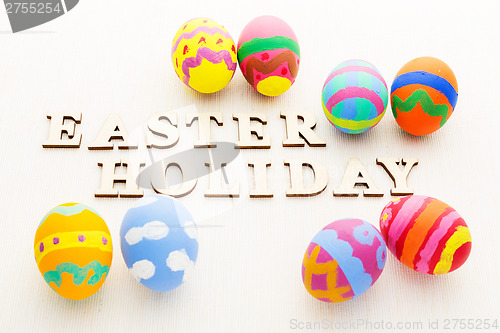 Image of Pattern easter egg with wooden text