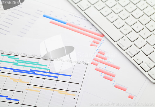 Image of Gantt chart and keyboard