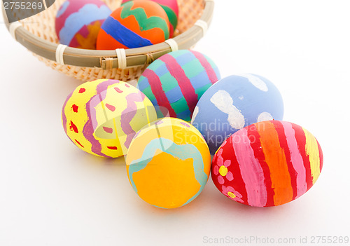 Image of Painted easter egg in basket