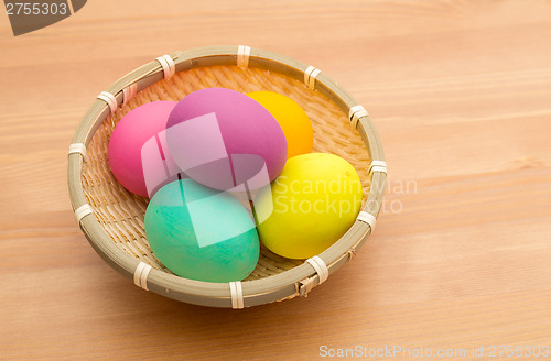 Image of Painted easter egg in basket