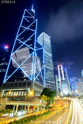 Image of Busy traffic in Hong Kong at night