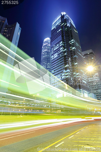 Image of Busy traffic in Hong Kong at night