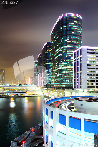 Image of Kowloon district in Hong Kong at night