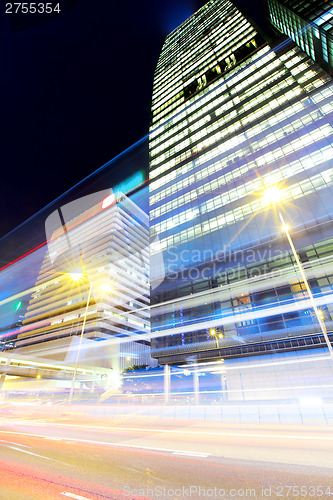 Image of Busy traffic in urban city at night