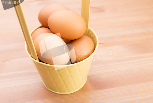 Image of Brown egg in bucket