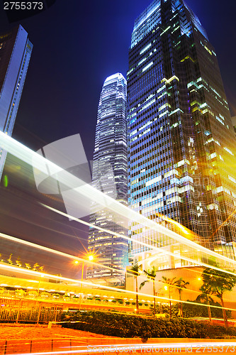 Image of Fast moving car light in Hong Kong