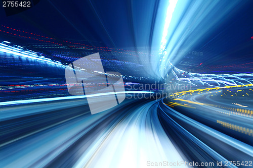 Image of Truck light trail of train