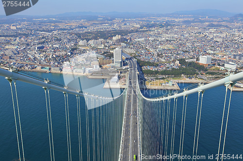 Image of Akashi Kaikyo bridge viewing Kobe 