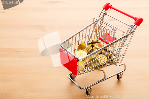Image of Golden coin in trolley