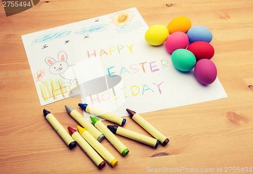 Image of Easter egg and kid drawing