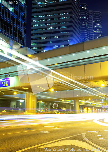 Image of Hong Kong cityscape with traffic at night