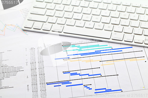 Image of Project management with gantt chart and keypad