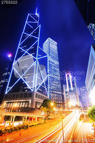 Image of Hong Kong urban city with traffic trail