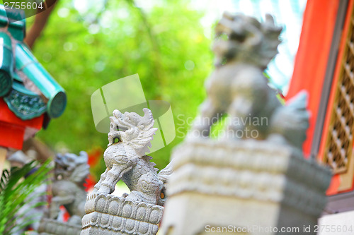 Image of Lion statue in chinese temple