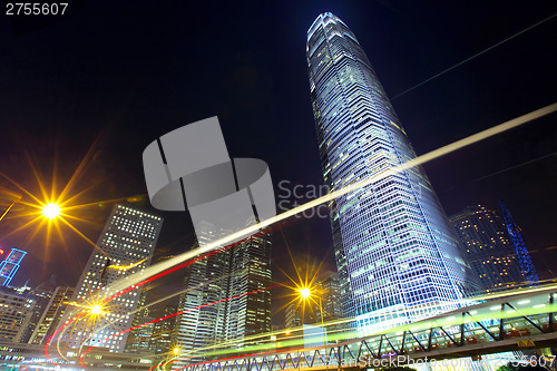 Image of Traffic in Hong Kong at night
