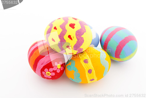 Image of Colorful Easter eggs on white background 