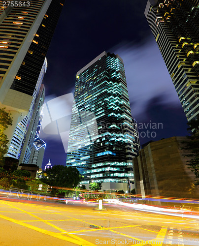 Image of Fast moving traffic in Hong Kong at night