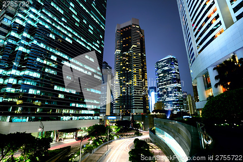Image of Corporate building in Hong Kong at night