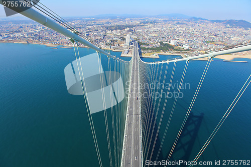 Image of Akashi Kaikyo bridge viewing Kobe 