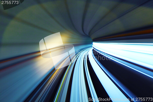 Image of Train moving in tunnel