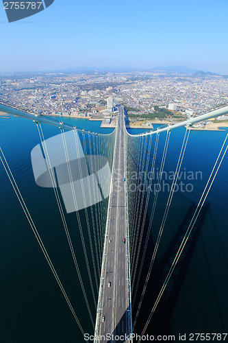 Image of Akashi Kaikyo bridge viewing Kobe 