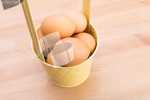 Image of Brown egg in bucket