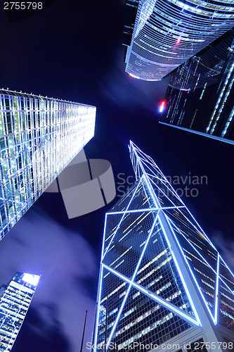 Image of Skyscraper to sky at night