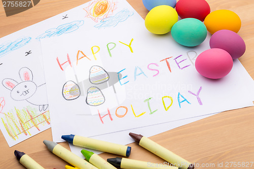 Image of Children drawing for easter holiday