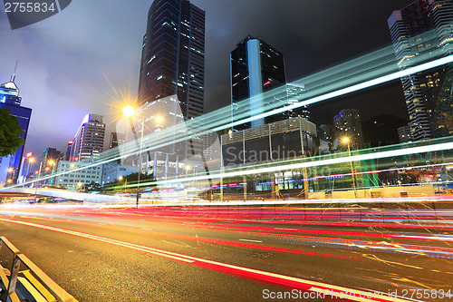 Image of Busy traffic in Hong Kong at night