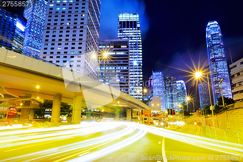 Image of Busy traffic in city at night