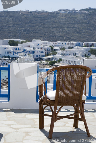 Image of view from hotel suite of greek island beach