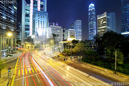 Image of Hong Kong city with busy traffic road