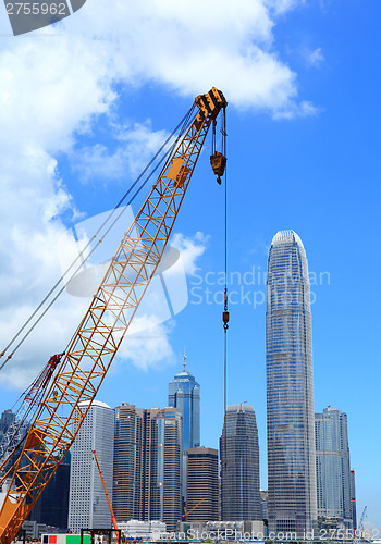 Image of Hong Kong city with crane