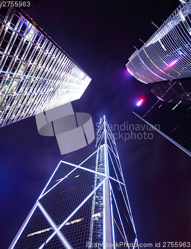 Image of Modern building to sky at night