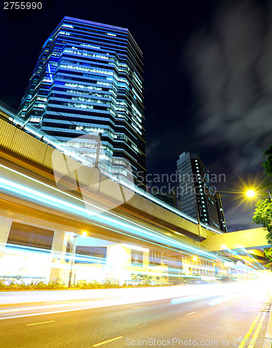 Image of Fast moving car light in Hong Kong 