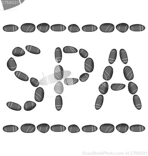 Image of Lettering spa made ??of pebbles, isolated on white backgroun